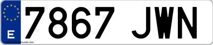 Ejemplo de matrícula española 7867 JWN