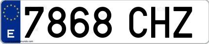 Ejemplo de matrícula española 7868 CHZ