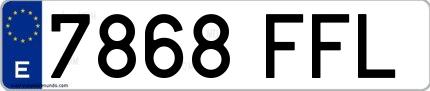 Ejemplo de matrícula española 7868 FFL