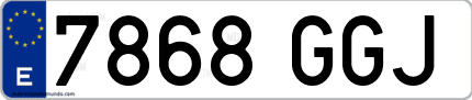 Ejemplo de matrícula de coche ordinaria 7868 GGJ