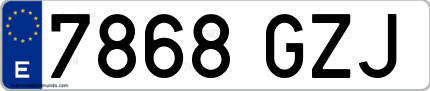 Ejemplo de matrícula de coche ordinaria 7868 GZJ