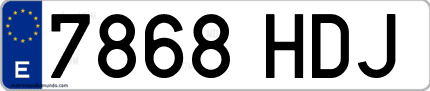 Ejemplo de matrícula de coche ordinaria 7868 HDJ