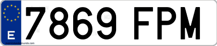 Ejemplo de matrícula de coche ordinaria 7869 FPM