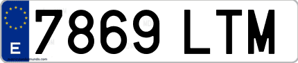 Ejemplo de matrícula de coche ordinaria 7869 LTM