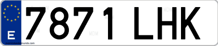Ejemplo de matrícula de coche ordinaria 7871 LHK
