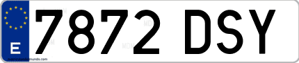 Ejemplo de matrícula de coche ordinaria 7872 DSY