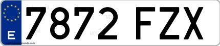 Ejemplo de matrícula española 7872 FZX