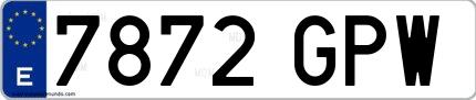 Ejemplo de matrícula española 7872 GPW