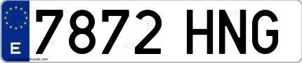 Ejemplo de matrícula española 7872 HNG