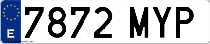Ejemplo de matrícula de coche ordinaria 7872 MYP