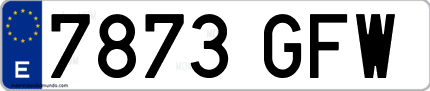 Ejemplo de matrícula de coche ordinaria 7873 GFW