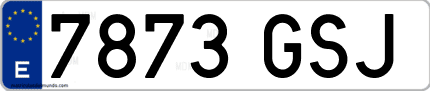 Ejemplo de matrícula de coche ordinaria 7873 GSJ