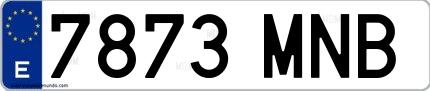Ejemplo de matrícula española 7873 MNB