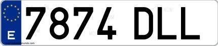 Ejemplo de matrícula española 7874 DLL