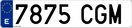 Ejemplo de matrícula de coche ordinaria 7875 CGM