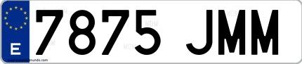 Ejemplo de matrícula española 7875 JMM