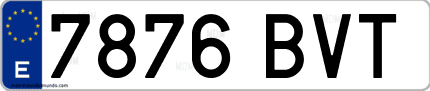 Ejemplo de matrícula de coche ordinaria 7876 BVT