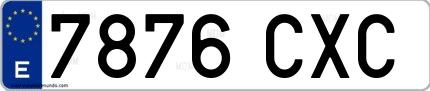 Ejemplo de matrícula española 7876 CXC