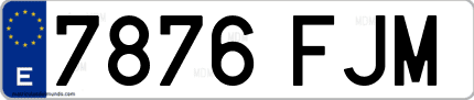 Ejemplo de matrícula de coche ordinaria 7876 FJM