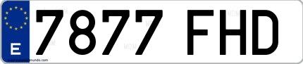 Ejemplo de matrícula española 7877 FHD
