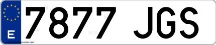 Ejemplo de matrícula española 7877 JGS