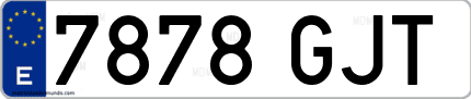 Ejemplo de matrícula de coche ordinaria 7878 GJT