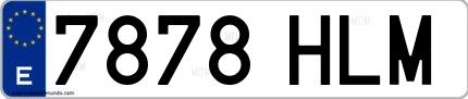 Ejemplo de matrícula española 7878 HLM