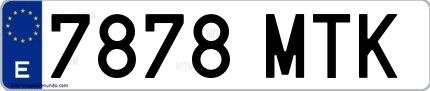 Ejemplo de matrícula española 7878 MTK