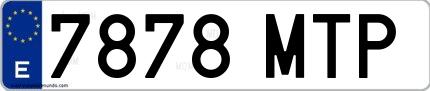 Ejemplo de matrícula española 7878 MTP