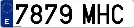 Ejemplo de matrícula española 7879 MHC