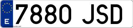 Ejemplo de matrícula de coche ordinaria 7880 JSD