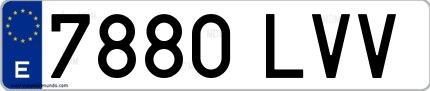Ejemplo de matrícula española 7880 LVV