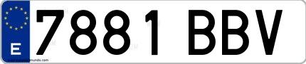 Ejemplo de matrícula española 7881 BBV