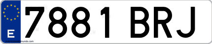 Ejemplo de matrícula de coche ordinaria 7881 BRJ