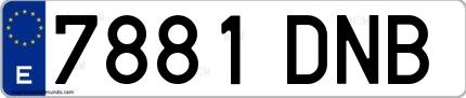 Ejemplo de matrícula española 7881 DNB