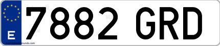Ejemplo de matrícula de coche ordinaria 7882 GRD