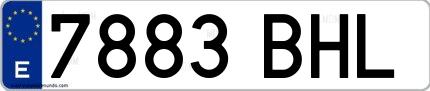 Ejemplo de matrícula española 7883 BHL