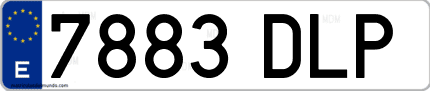 Ejemplo de matrícula de coche ordinaria 7883 DLP