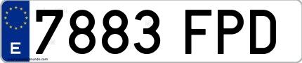 Ejemplo de matrícula española 7883 FPD