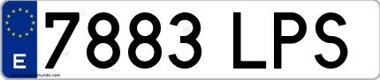 Ejemplo de matrícula española 7883 LPS