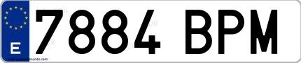 Ejemplo de matrícula española 7884 BPM