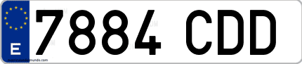 Ejemplo de matrícula de coche ordinaria 7884 CDD