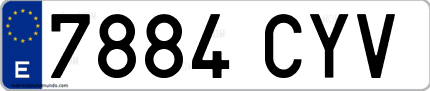 Ejemplo de matrícula de coche ordinaria 7884 CYV