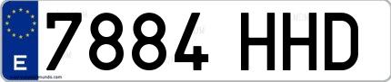 Ejemplo de matrícula española 7884 HHD