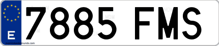 Ejemplo de matrícula de coche ordinaria 7885 FMS