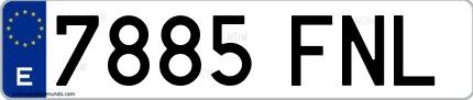 Ejemplo de matrícula española 7885 FNL