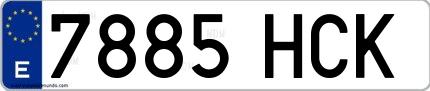 Ejemplo de matrícula española 7885 HCK