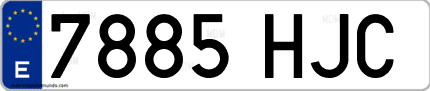 Ejemplo de matrícula de coche ordinaria 7885 HJC