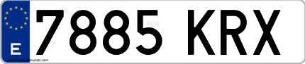 Ejemplo de matrícula de coche ordinaria 7885 KRX