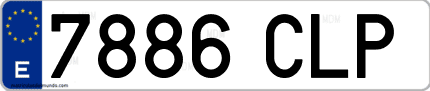Ejemplo de matrícula de coche ordinaria 7886 CLP